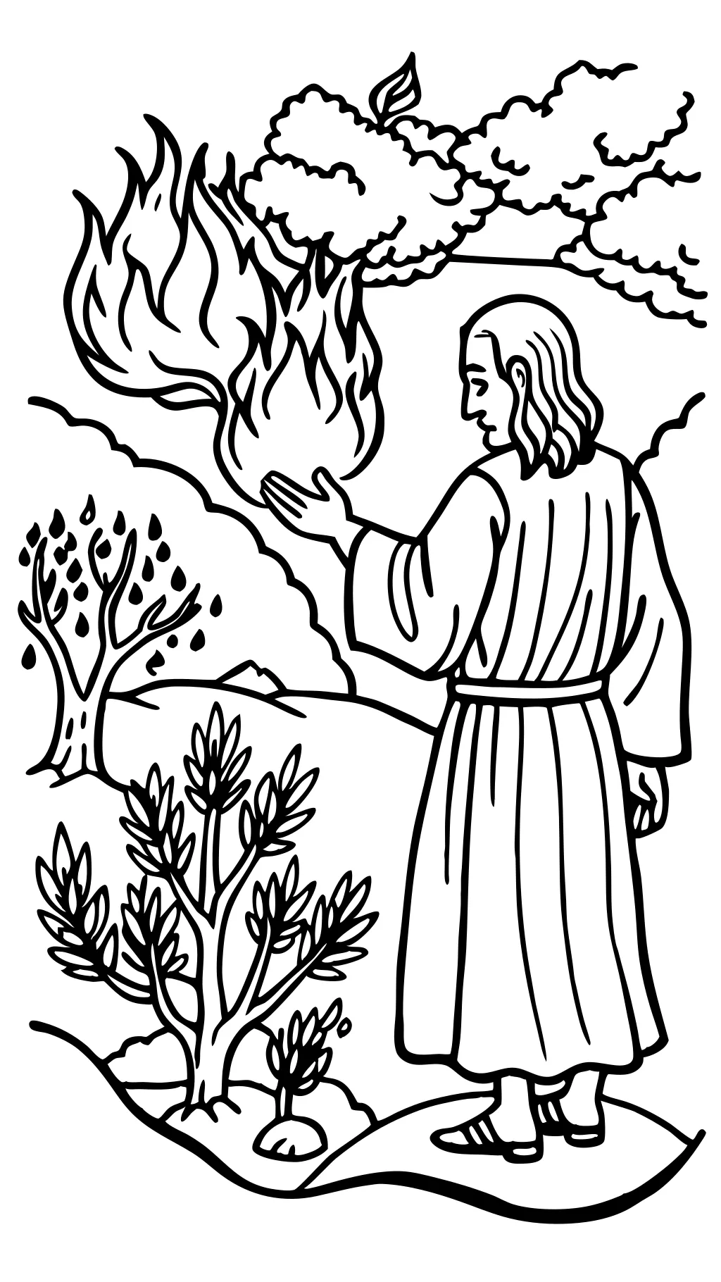 moses & the burning bush coloring pages